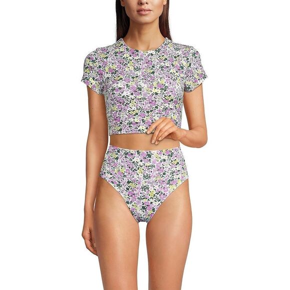 Land's End Tugless cap sleeve midikini top only white multi Ditsy floral Various - Picture 2 of 3